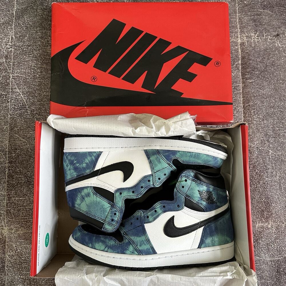 DS 2020 Womens Nike Air Jordan 1 Tie Dye White Blue Sz 11 (Men's 9.5) CD0461-100